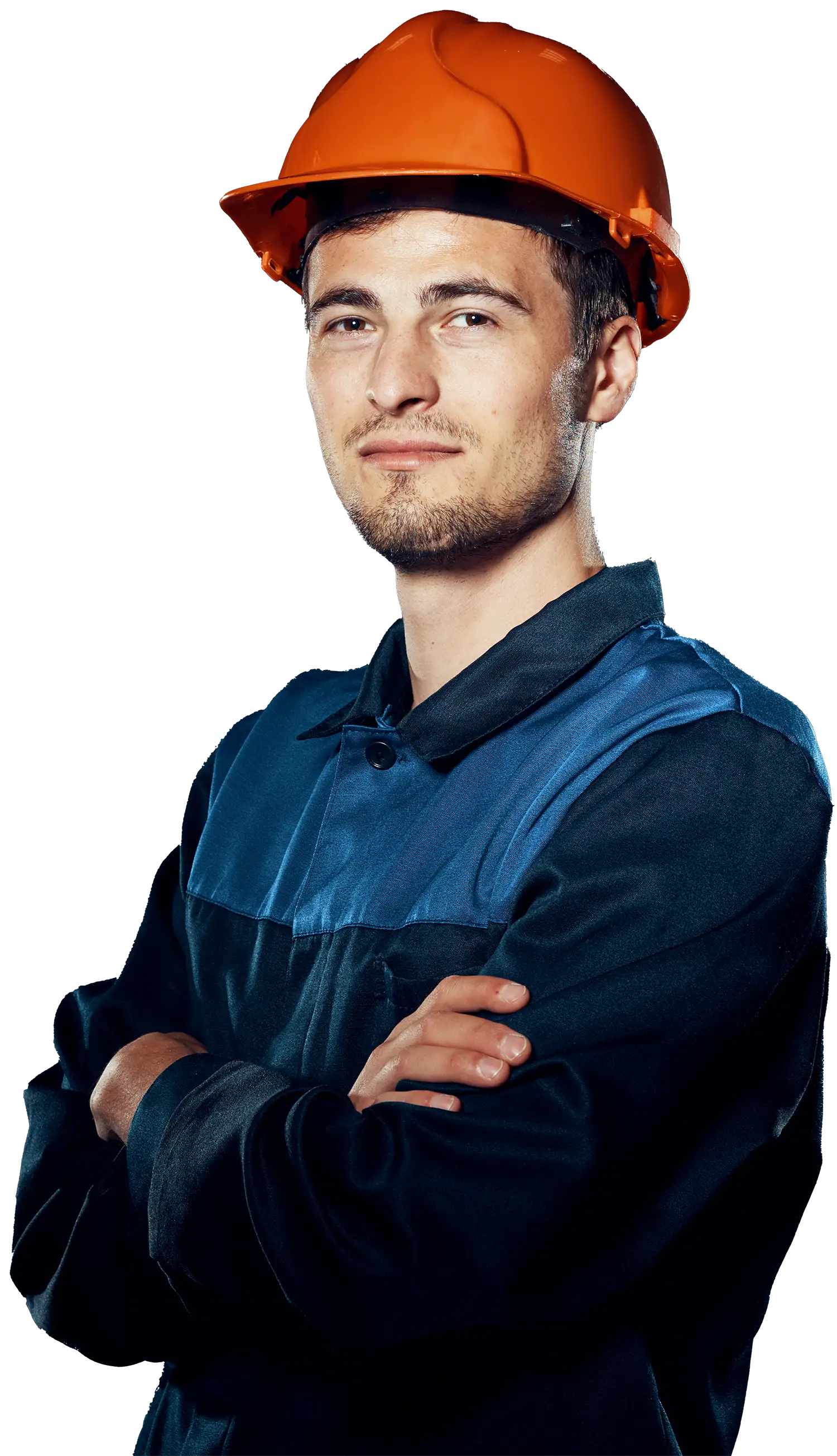 Portrait eines Arbeiters mit seiner Arbeitskleidung